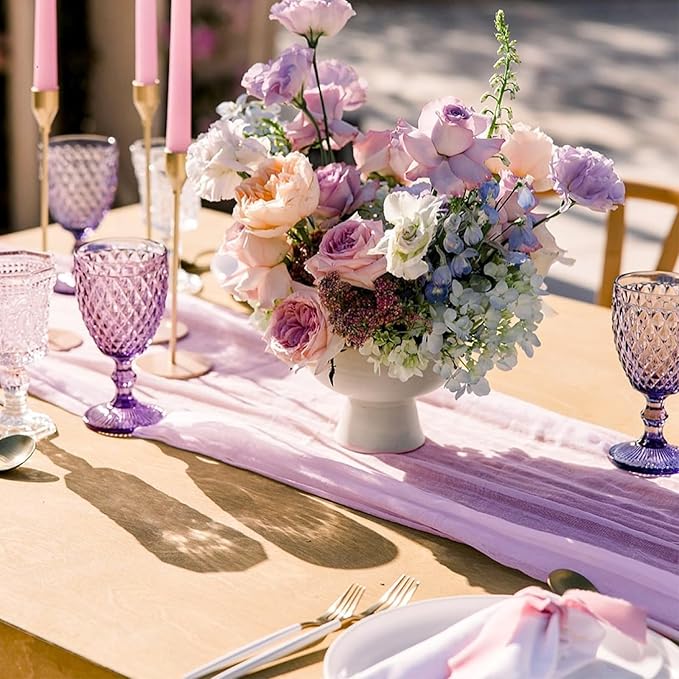 Sioloc 5 Pack Lilac Purple Lavender Cheesecloth Table Runner Fall Autumn Decor - Image 2
