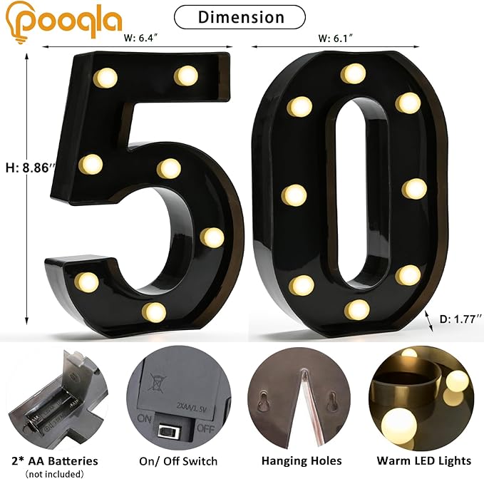 Pooqla Decorative Led Light Up Number Letters - Image 4