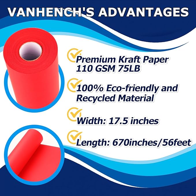 Vanhench 17.5"×963" Red Wrapping Paper Roll - Image 5