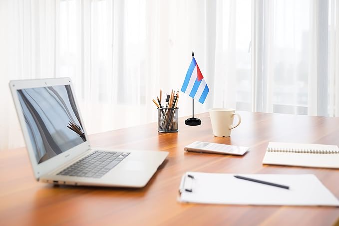Cuba Cuban Deluxe Desk Flag Set, Small Mini Miniature Cuba Cuban Table Desktop - Image 4