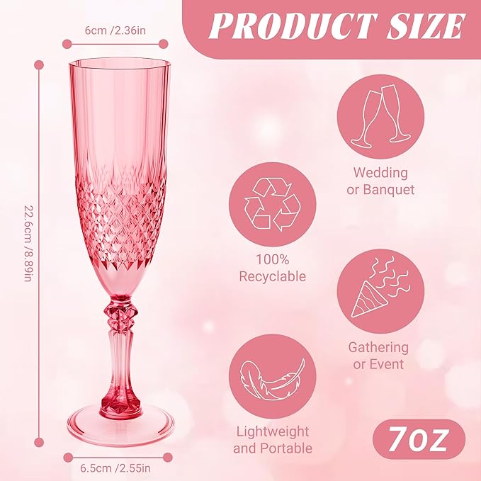 Plastic Champagne Flutes, for Weddings Bachelor Parties Toasting and Events - Image 2