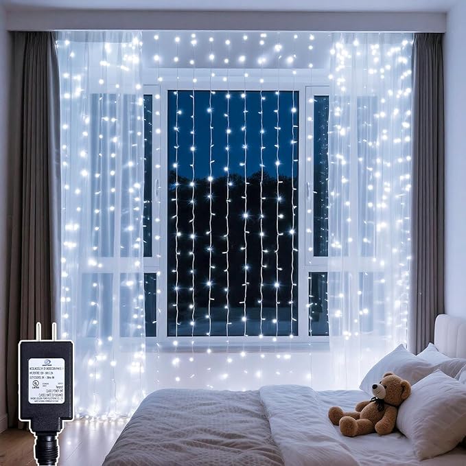 300 LED Curtain String Lights 9.8FT Plug in Fairy Lights by Soagrc