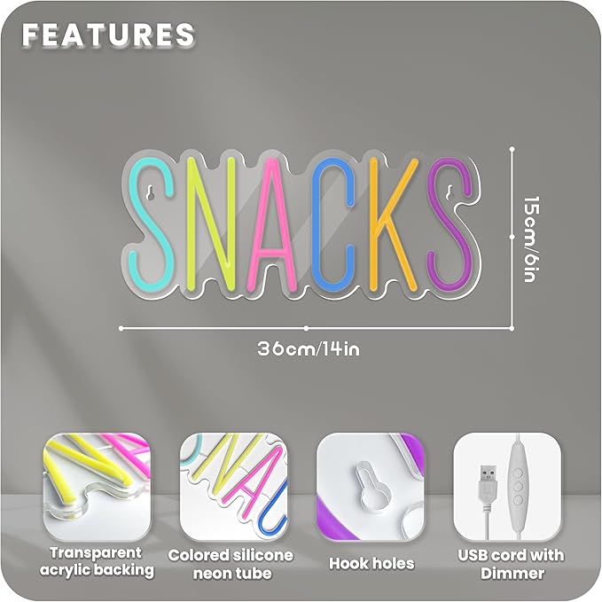 Snacks Neon Sign, Snack Bar Sign - Image 4