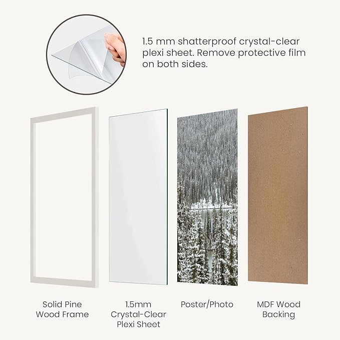 Opposite Wall - 24x36 in - Real Wood Grey Picture Frame - Lightweight, - Image 4
