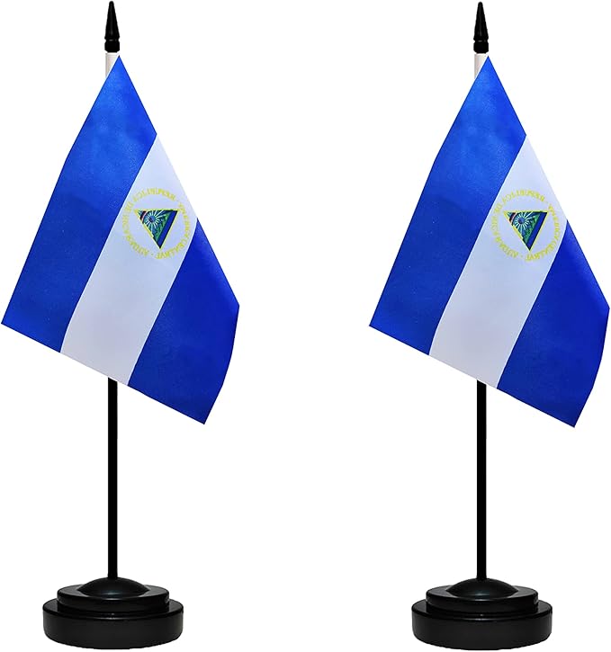 Nicaragua Nicaraguan Deluxe Desk Flag Set Small Mini Miniature Nicaragua by tibijoy
