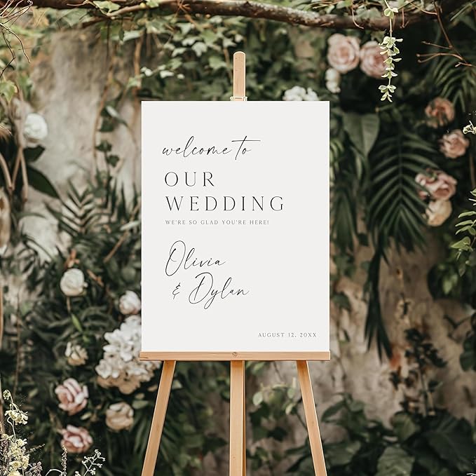 Welcome Wedding Sign Personalized, Modern Elegant Wedding Sign Decorations by CENOVACY