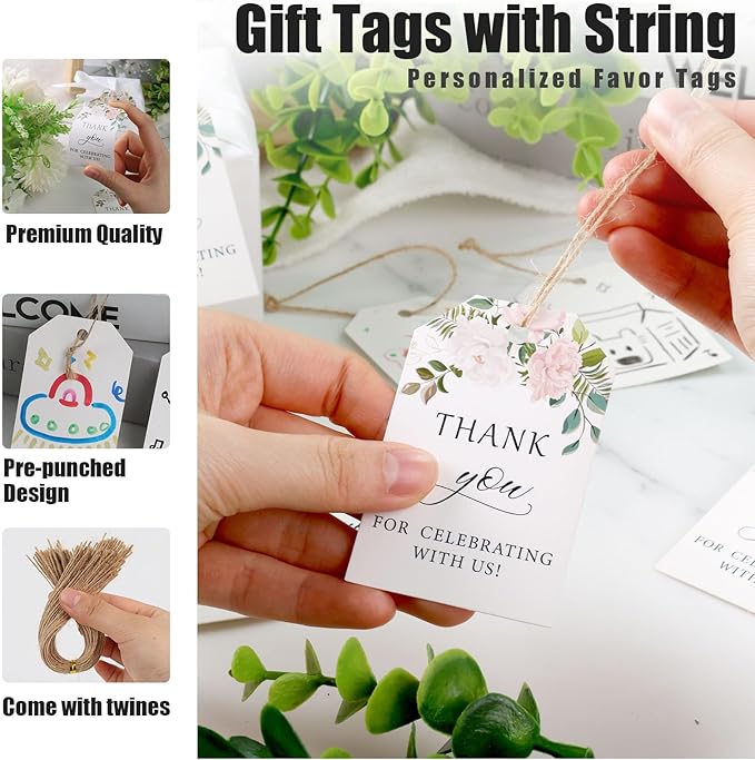 SallyFashion 75PCS Thank You Gift Tags, 2x3inch Floral Personalized Gift Tags - Image 4