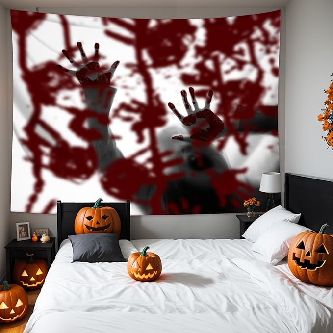 QGHOT Halloween Tapestry Wall Hanging, Scary Bloody Backdrop Horror Tapestry - Image 5