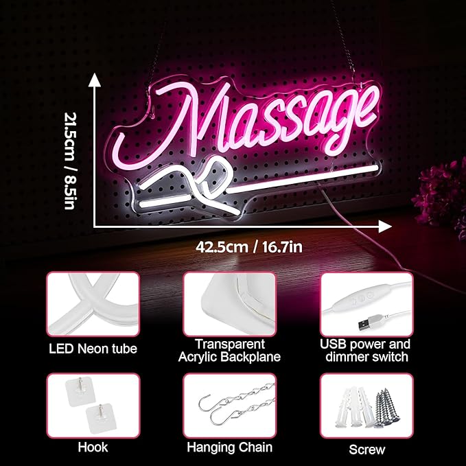 Massage Neon Sign For Wall Decor Led Light Up Sign Massage Parlors Foot Baths - Image 5