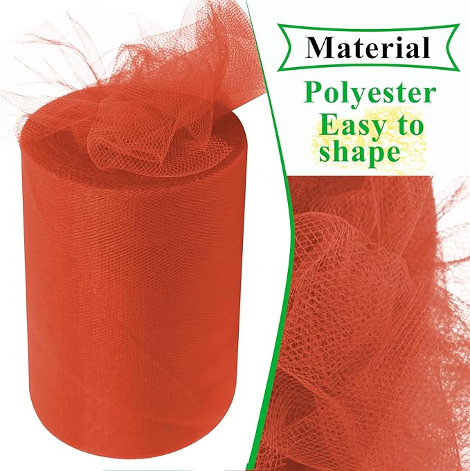 Terracotta Tulle Fabric Rolls 6 Inch by 100 Yards Fabric Spool Tulle Ribbon - Image 3