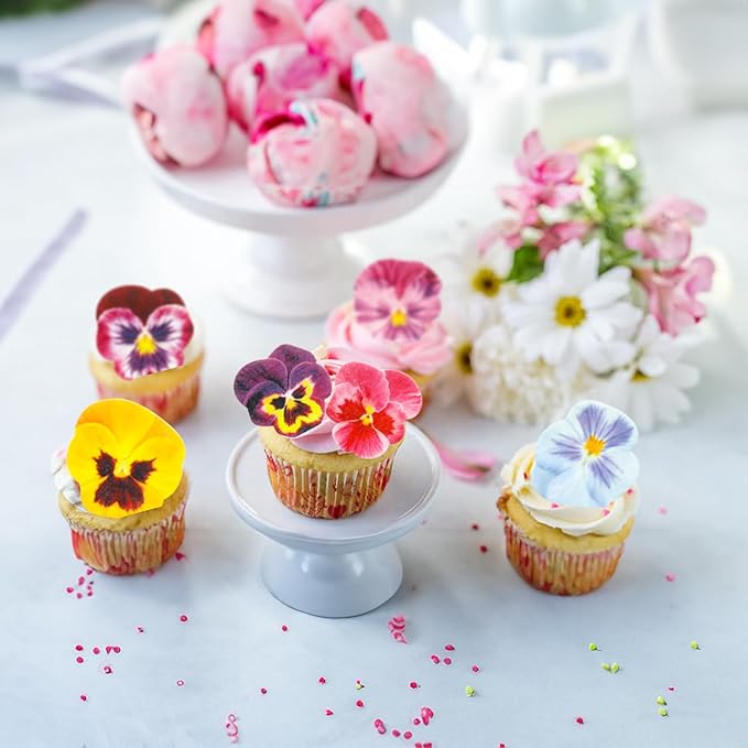 Ephlyn 64Pcs Edible Flower Cupcake Toppers Spring Bridal Engagement Baby Shower - Image 7