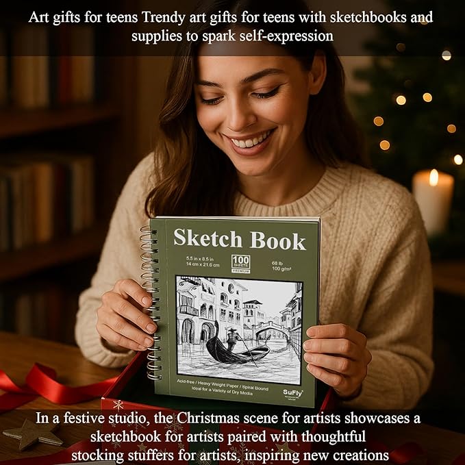 SuFly Small Sketch Book 5.5"x8.5", Spiral Bound Sketchbook Hardcover - Image 6