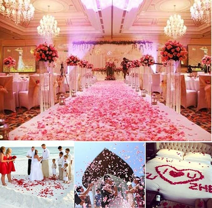 1000 Pcs Artificial Silk Rose Petals Decoration Wedding Party Color Pink - Image 4