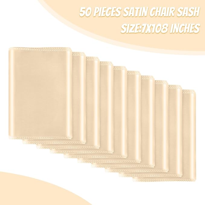 50 PCS Satin Chair Sashes Bows Universal Chair Ribbon Ties Back Sash - Image 2