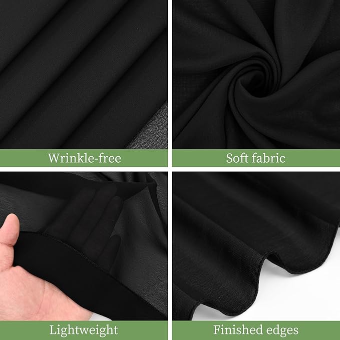 6 Panels Black Wedding Ceiling Drapes 5ftx30ft Ceiling Drapes Chiffon Fabric - Image 3
