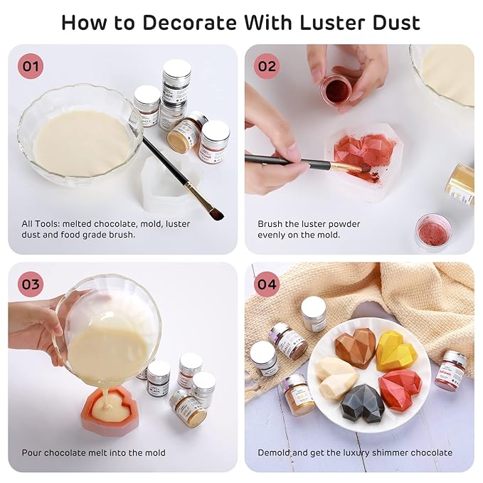 Nomeca Edible Luster Dust, 8 Grams Food Grade Shimmer Gold Cake Dust Metallic - Image 5
