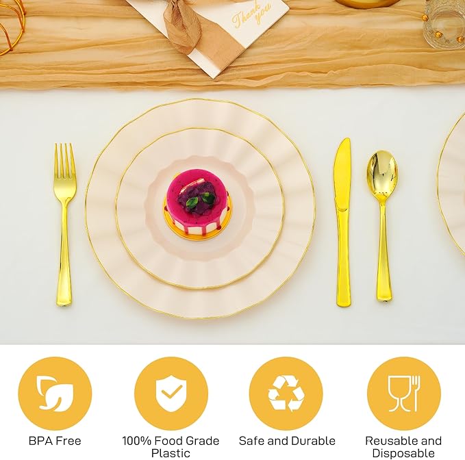 60Pcs Heavy Weight Ivory Plastic Plates - Image 4
