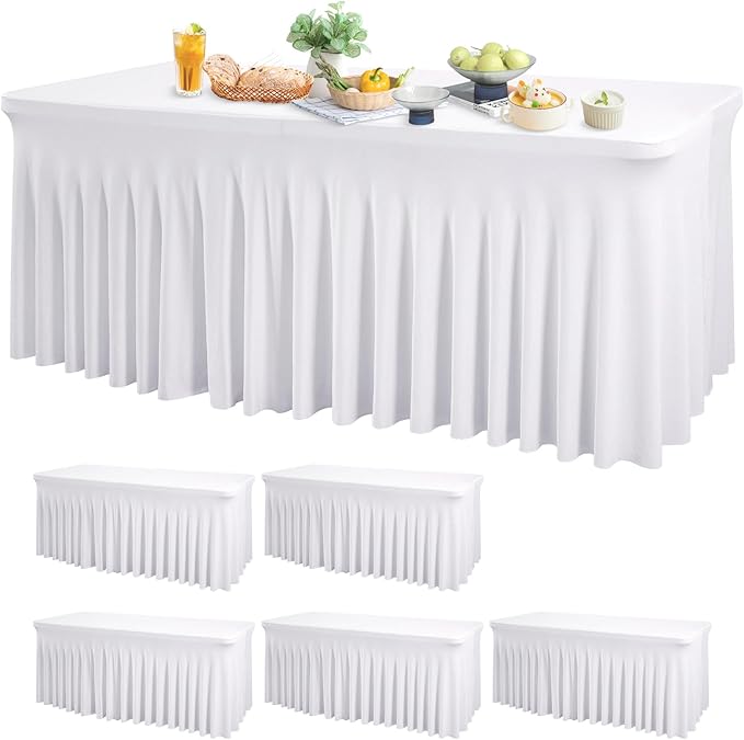 6 Pack White Spandex Table Clothes by WishCare