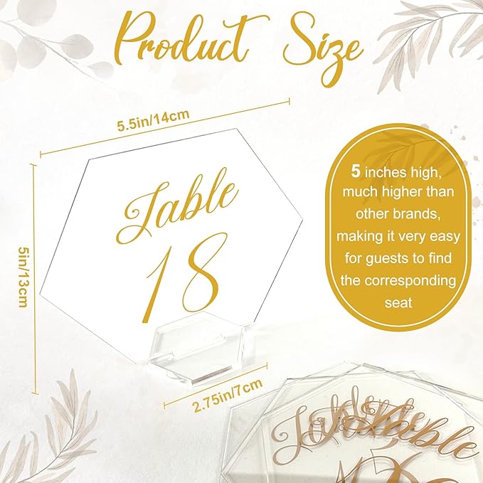 OurWarm Large Acrylic Wedding Table Numbers 1-20, Hexagon Multi-functional - Image 2