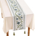 ISAENNE Designer Elegant Linen Extra Long Table Runner 118 Inches, Vintage Blue by Isaennehomedecoration