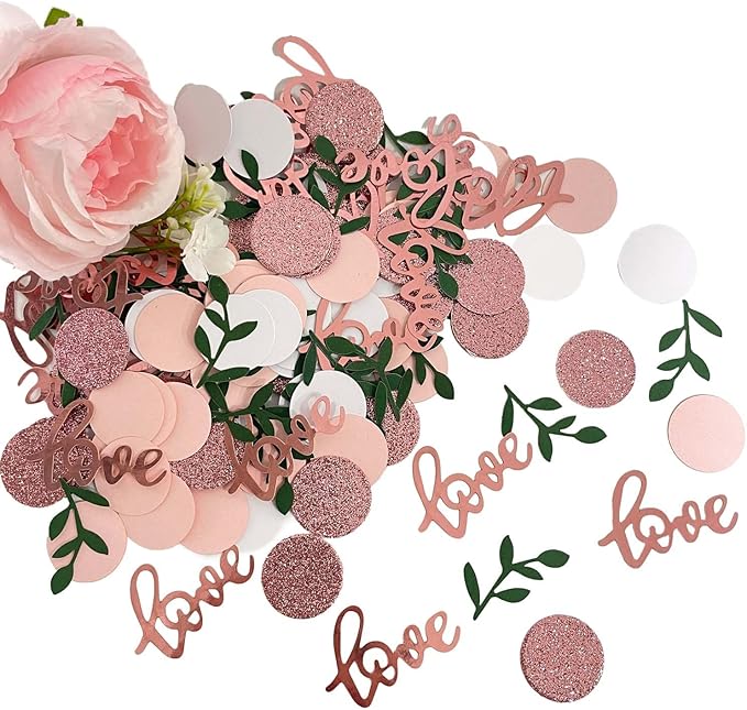 200 Pcs Rose Gold Glitter Wedding Table Confetti, Bridal Shower Decorations by WEIKA