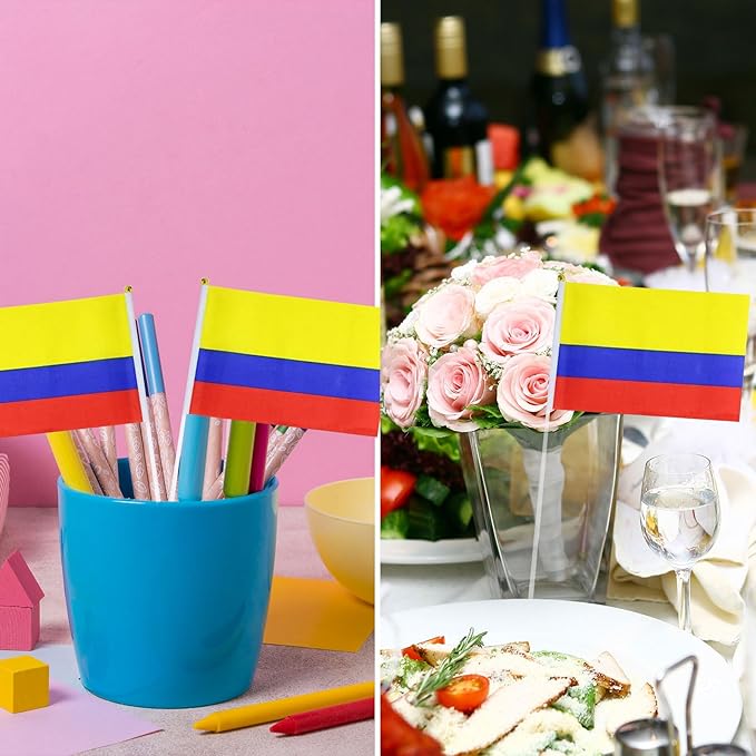 Colombia Flag Colombian Flag, Small Mini Handheld Colombia Flags on Stick - Image 5