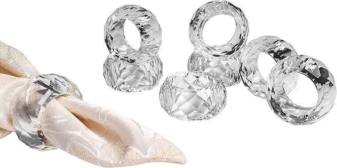 kitCom Crystal Napkin Ring Holders Set of 8, K9 Luxury Crystal Napkin Holder by kitComhomekitchen