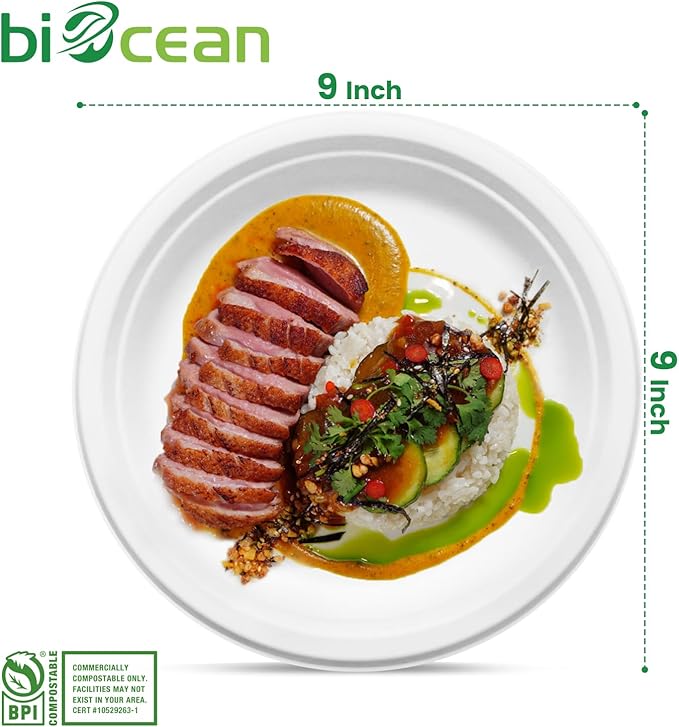 9 Inch Compostable Plates White - Image 5