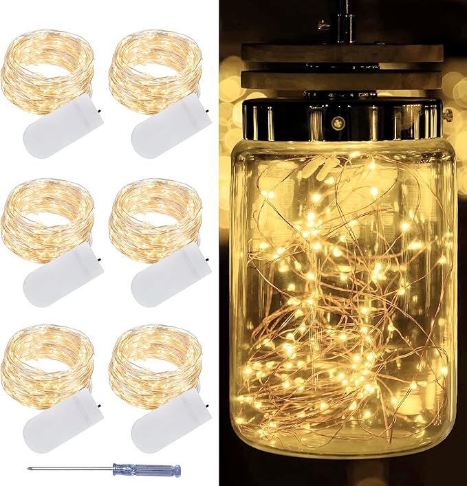 LAMPHOME 6 Pack Fairy Lights Battery Operated String Lights 6.6ft 20 Led Mason by ULL