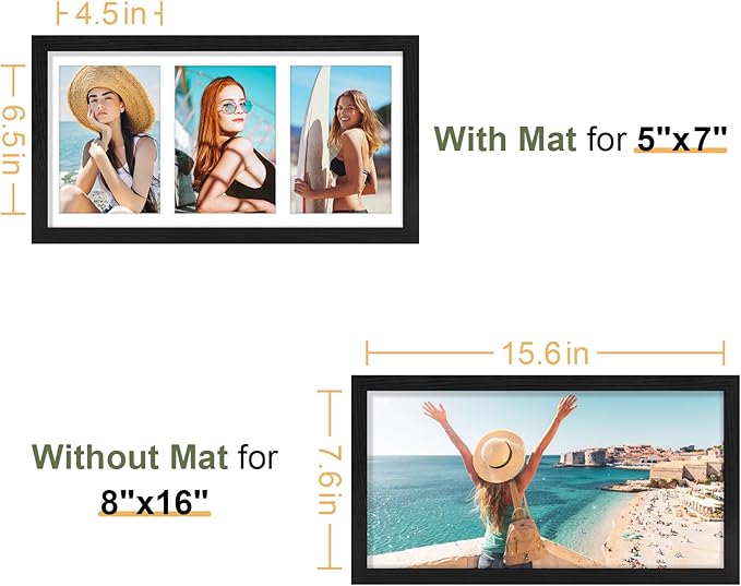 Vittanly 8x16 Collage Picture Frame, Displays 3Pcs 5x7 Pictures - Image 4
