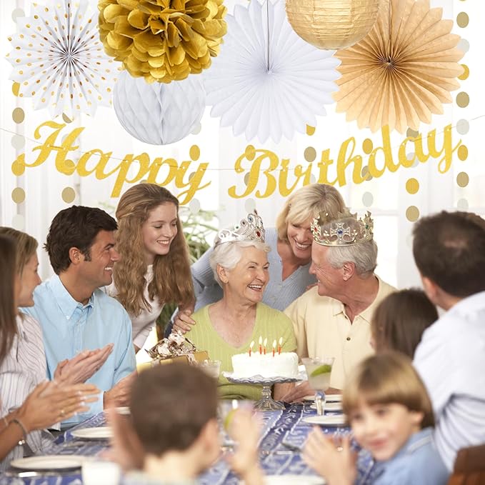 White Champagne Gold Birthday Party-Decorations - Image 6
