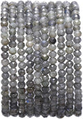 Faceted Natural Spectrolite Stone Rondelle 3x4mm Loose Semi Gemstone Beads by Beadia