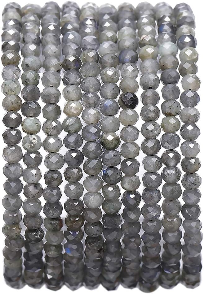 Faceted Natural Spectrolite Stone Rondelle 3x4mm Loose Semi Gemstone Beads by Beadia