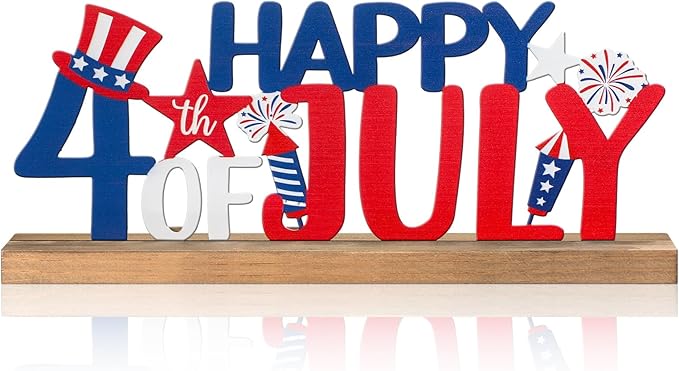 Happy 4th of July/Patriotic Metal Sign Rustic Table Decor Holiday Tiered Tray by thebeautifuldecoryouwant