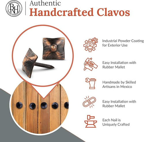 10 Pack 0.75" Square Head Iron Clavos Decorative Nails – Oil Rubbed Bronze – - Image 2
