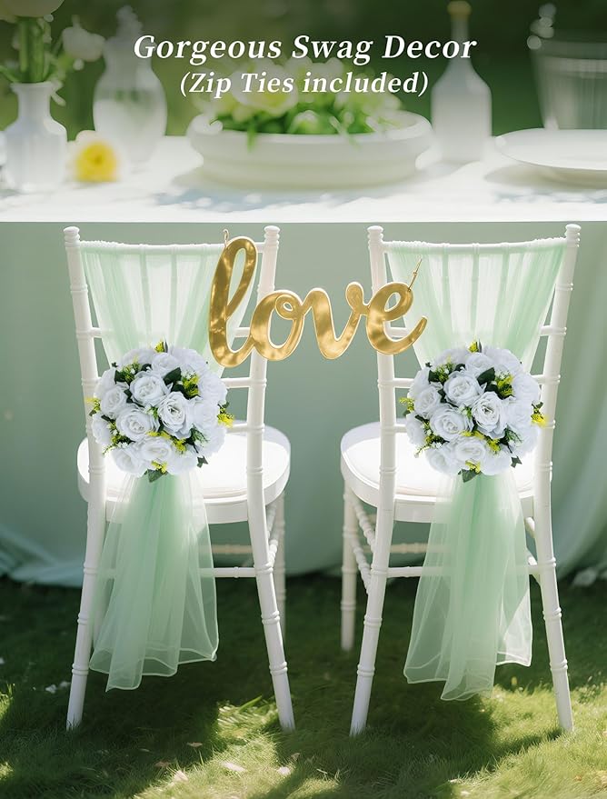 BLOSMON White Roses Artificial Flowers: 2 Pcs Fake Floral Balls Centerpiece - Image 5