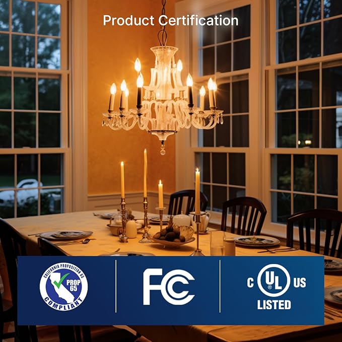 FLSNT Amber LED Candelabra Light Bulbs 40W Equivalent, B11 E12 LED Chandelier - Image 5