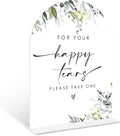 Greenery Happy Tears Tissue Sign, 6 x 8 Inch White Arch Acrylic Wedding Sign by Qoqxjodd