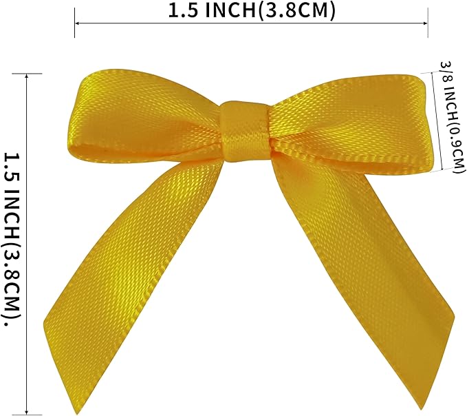 50pcs 1-1/2" Mini Yellow Satin Ribbon Bows Without Twist Ties - Image 3