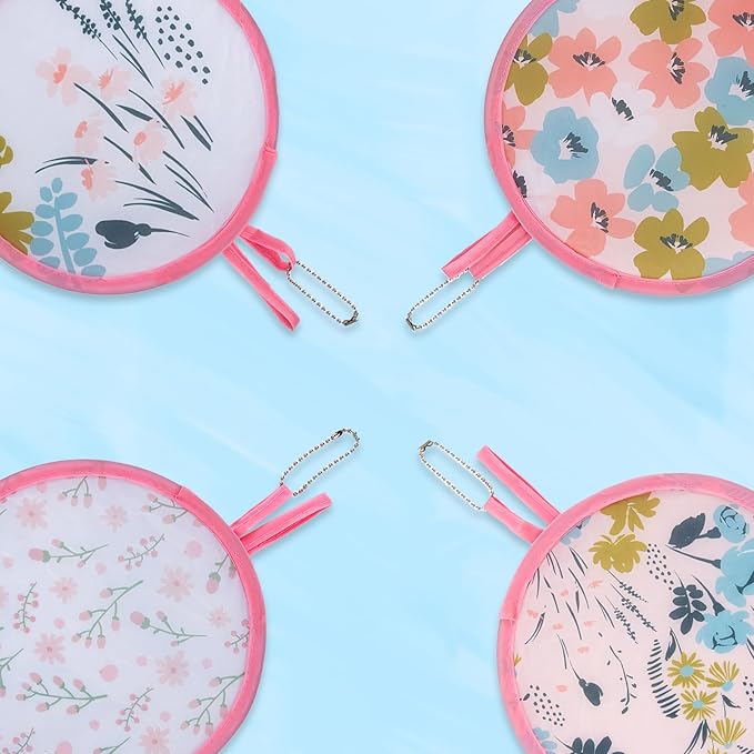 4 Styles Flower Round Foldable Hand Fan Japanese Foldable Fan Style Handheld - Image 3