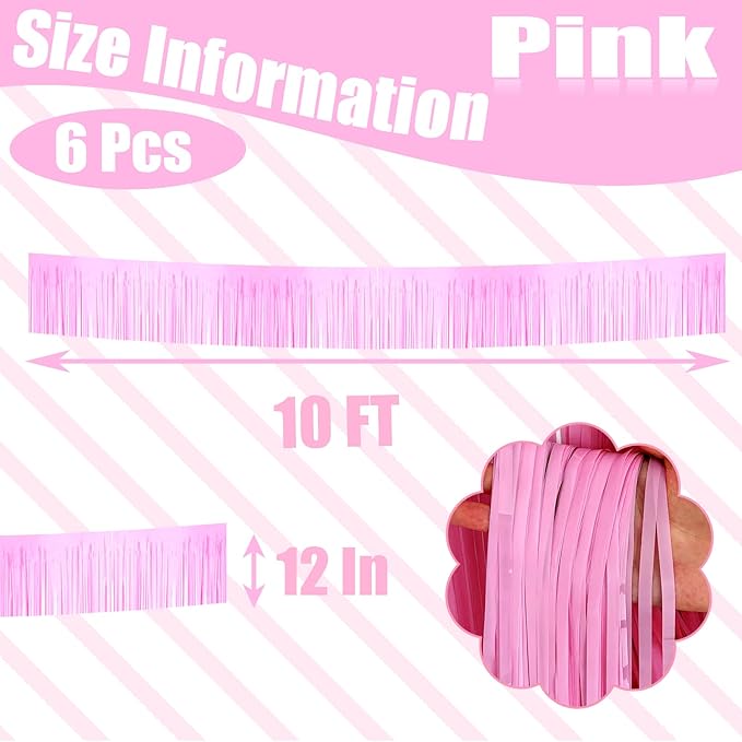 6 Pack 10 Feet Foil Fringe Garland Metallic Tinsel Streamers Banner Wall - Image 2