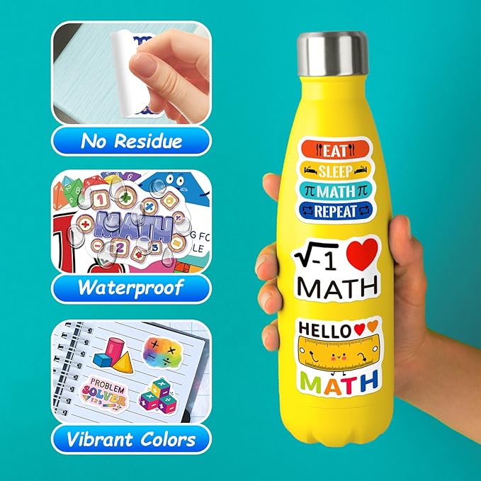 200 PCS Math Stickers for Kids Teens Students, Math Vinyl Stickers for Water - Image 3