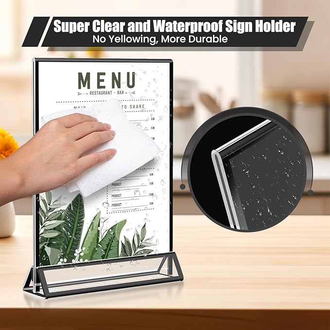 15 Pack Acrylic Sign Holder 5x7, Wedding Black Frame Table Number Holders - Image 6