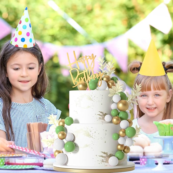 MIAHART Ball Cake Toppers Boho Grass Cake Topper Ball Cake Insert Decoration - Image 6