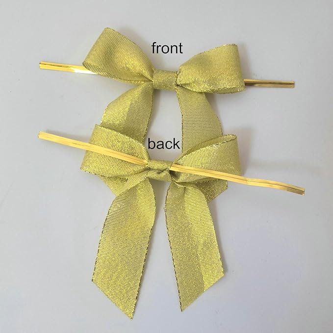 50pcs 3-1/2" Metallic Gold Satin Ribbon Bows - Image 4