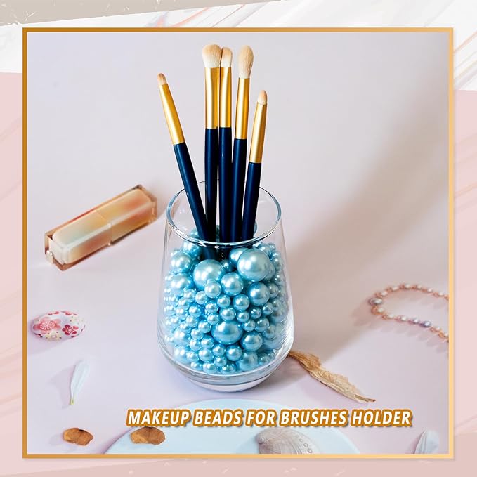 300Pcs Vase Filler Lightblue No Hole Faux Pearl Beads - Image 4