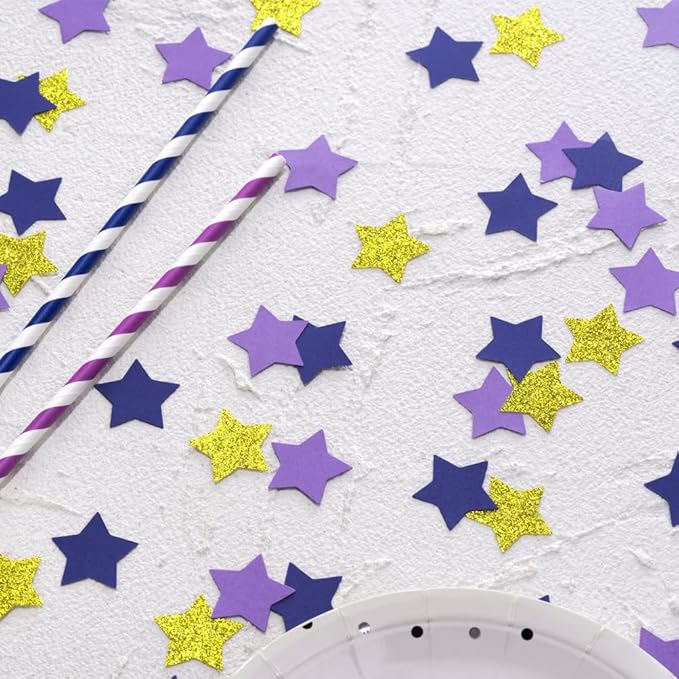 Purple Blue and Gold Star Confetti Table Decoration - Image 4