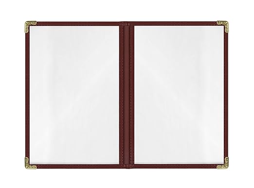 Goodsmart Restaurant Menu Covers – 25 Pack Burgundy 4-View, Side-Loading Menu - Image 2