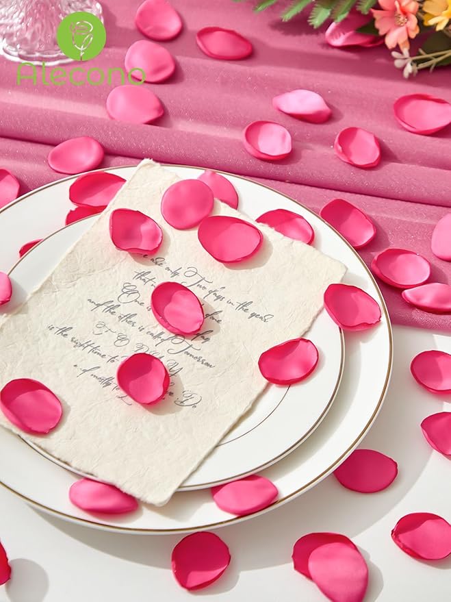 Alecono 400Pcs Silk Rose Petals, Faux Hot Pink Petals - Image 2