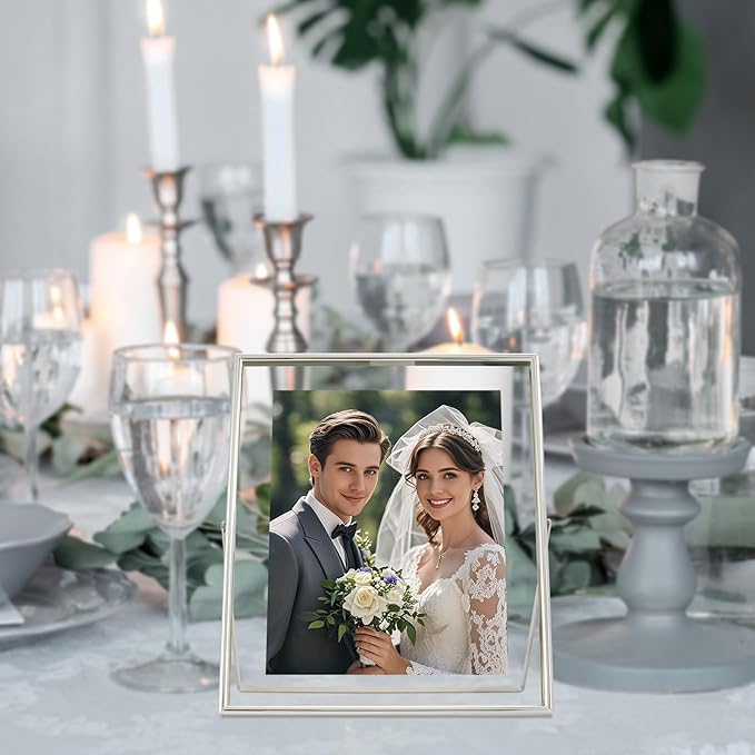 Silver Floating Frame, For Picture 7x9, Tabletop Shelf Photo Frame, Classy Gift - Image 8